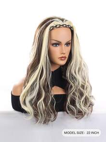 長捲髮假髮合成半頭套頭帶22吋高溫纖維接髮耐熱模擬頭皮時尚頭套萬聖節裝扮角色扮演
