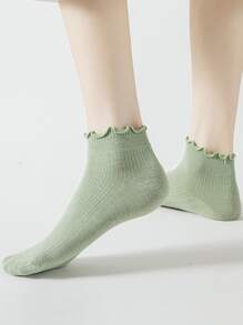 8pairs/Pack Random Color Sweet & Cute Japanese Style Frill Edges Simple Fashion Lady's Ankle Socks - Multicolor - View 7
