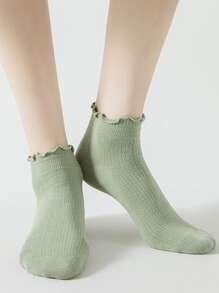 8pairs/Pack Random Color Sweet & Cute Japanese Style Frill Edges Simple Fashion Lady's Ankle Socks - Multicolor - View 6