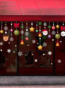 可拆卸聖誕PVC靜止貼紙聖誕老人麋鹿窗貼雪花牆貼新年派對窗戶玻璃裝扮聖誕裝飾用品 - 彩色 - 查看 5