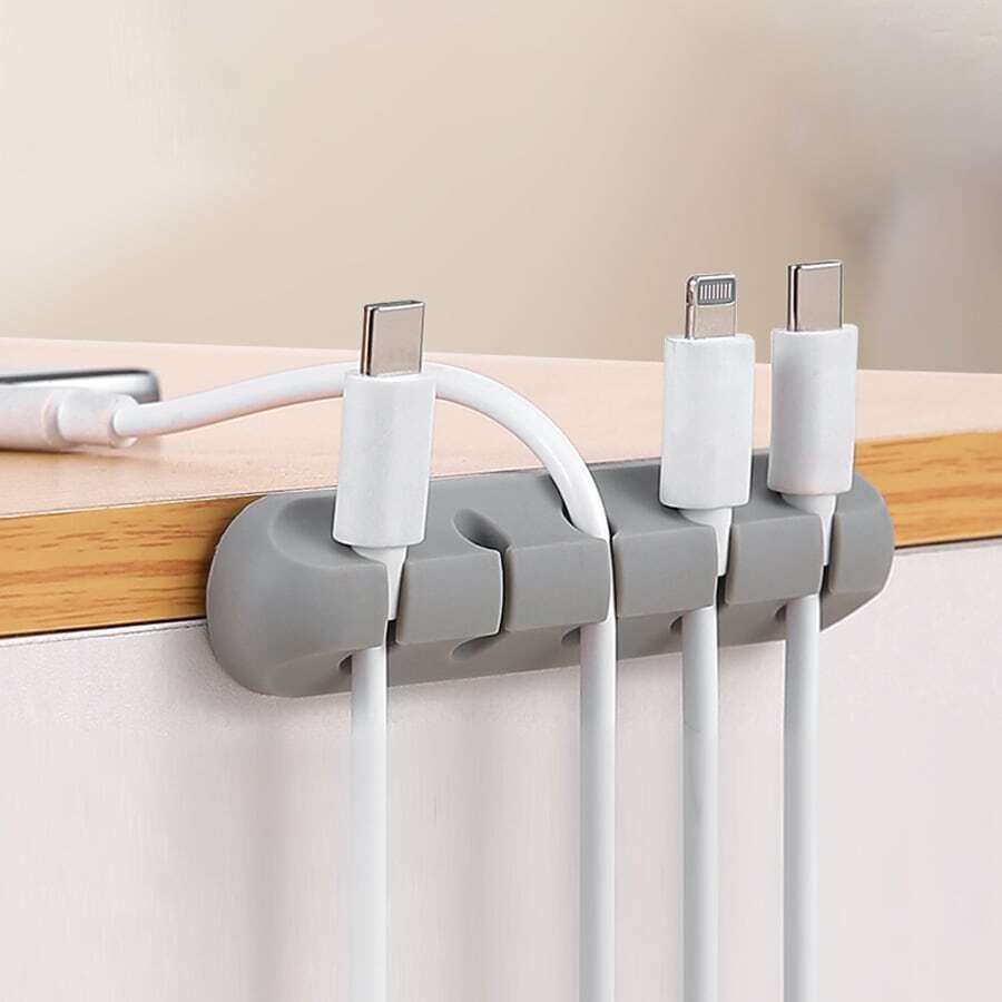 1pc Cable Organizer For Desk, Desktop Cable Management - Grey - View 1