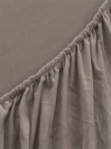 1pc Grey Plush Fitted Sheet, Soft & Comfortable Bedding Sheet For Bedroom, Guest Room, Dorm Room Use In Winter - Grey - View 9