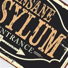 1個無框金屬藝術品牌,寫着“瘋人院”,適用於客廳、酒吧、餐廳、辦公室、農場,尺寸為7.9*11.9英寸 - 黑色 - 查看 4