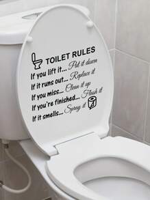 1 件 DIY 可移除厕所规则墙贴、盥洗室浴室贴花、卫生间标志乙烯基艺术装饰，适用于儿童客厅家居和浴室装饰、贴纸、墙贴花、家居装饰乙烯基贴花、春季装饰品让您的家焕然一新、拉玛装饰贴纸 - 黑色 - 查看 8