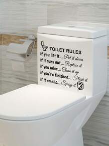 1 件 DIY 可移除厕所规则墙贴、盥洗室浴室贴花、卫生间标志乙烯基艺术装饰，适用于儿童客厅家居和浴室装饰、贴纸、墙贴花、家居装饰乙烯基贴花、春季装饰品让您的家焕然一新、拉玛装饰贴纸 - 黑色 - 查看 7