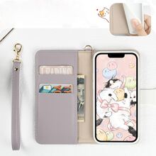 Flip Case Compatible with iPhone Case Cat Head Cover Magnetic Closure Phone Case Phone Holder - Smoky Purple - View 2