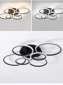 85~265V Modern LED Ceiling Light 6 Ring LED Black Ceiling Light, Lighting Fixture Ceiling Light For Kitchen, Living Room, Bedroom, Laundry No-dimmable - Black - View 4