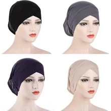 4pcs/set Solid Color Front Crossed Headband Cap - Multicolor - View 2