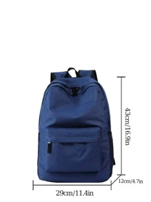 Casual Large Capacity Backpack Style Fashion Girl Boy Korean Version Solid Color Simple College Student Schoolbag Travel Backpack - Blue - View 10