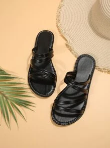 Của phụ nữ Đúng mốt Thoáng khí Giải trí Đen Dép đi trong nhà Cho mùa hè Các hoạt động ngoài trời - màu đen - Xem 4