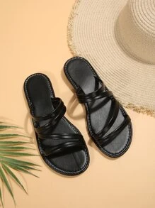 Của phụ nữ Đúng mốt Thoáng khí Giải trí Đen Dép đi trong nhà Cho mùa hè Các hoạt động ngoài trời - màu đen - Xem 5