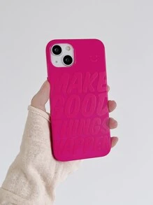 Ốp lưng điện thoại màu hồng bóng bẩy, in nổi dòng chữ "MAKE GOOD THINGS HAPPEN" (Hãy tạo nên những điều tốt đẹp), khẩu hiệu tích cực dễ thương, bảo vệ điện thoại, tương thích với iPhone & Galaxy, dành cho các mẫu 17/17 Promax/15/16/16 Promax. - Nhiều màu - Xem 4