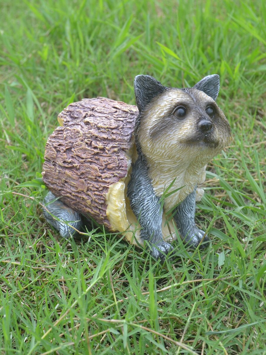 1pc Cute Raccoon Garden Decoration Statue - Multicolor - View 1