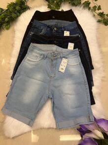 Women Denim Shorts - 彩色 - 查看 1