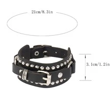 2 cái/bộ Da Băng tay Vòng tay Cổ tay áo Goth Gothic Punk Vòng tay NỮ Nam Gai Đinh tán Nghiên cứu Nhẫn Hóa trang Rock Không giới tính Đồ trang sức - màu đen - Xem 3