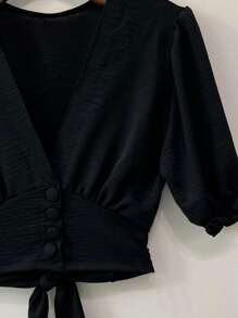 Women Tops - 黑色 - 查看 3