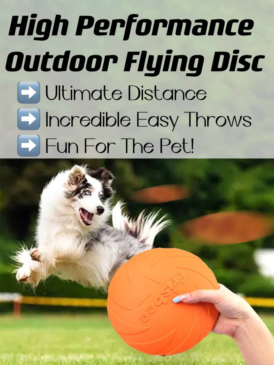 Utomhus Flygande Bricka Hund Mjukt gummi Interaktiv Lätt Flygande Bricka Och Hund Leksaker Den där kortegevagn ; Mild Hundar Tänder Och Tandkött - Orange - Visa 1