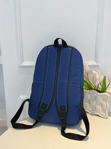 Casual Large Capacity Backpack Style Fashion Girl Boy Korean Version Solid Color Simple College Student Schoolbag Travel Backpack - Blue - View 4