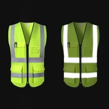 Green Reflective Jacket With Multiple Pockets, Unisex Breathable Reflective Vest, Suitable For Outdoor Running, Sports, Driving, Cycling