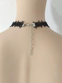 1pc Sweet Cool Black Lace Collar Necklace For Women, Fashionable Style