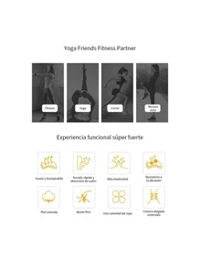 Leggings para mujer de Yoga de Cintura Alta de Encaje y Plisado Cadera elevación melocotón Pantalones de Gimnasio Pantalones Deportivos - Rojo violeta - Ver 4