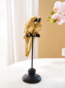 1入abs鸚鵡家居裝飾手工藝品站在樹枝上,適合於家居、商店、餐廳、辦公室等多種場合。 - 金色 - 查看 3