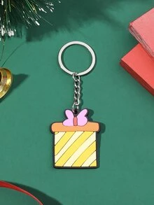 1pc Pvc Gift Cartoon Soft Rubber Keychain Pendant, Plastic Holiday Present Keyring - Multicolor - View 3