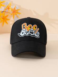 1顶万圣节休闲个性化防晒南瓜印花棒球帽（男士款） - 黑色 - 查看 2