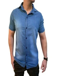 Men Denim Shirts - Màu xanh nhạt - Xem 2