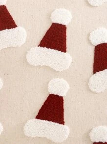 Miater 1pc Canvas Embroidered 3d Christmas Tree Decorative Pillow Case - Red and White - View 3