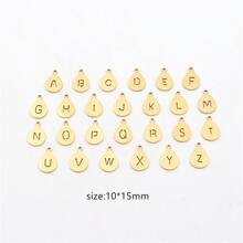 1入組新款時尚水滴最初吊墜人字形鏈條樣式項鍊適合女士派對 - 金黃色 - 查看 4