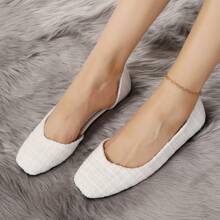 女士時尚方頭平底鞋 - 米色 - 查看 6