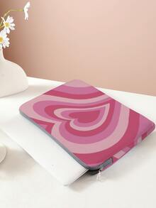 拼色心形印花笔记本电脑包，便携且适合工作笔记本电脑套电脑包，适合学校学生教室笔记本电脑包教室包教师储物包教室整理包 - 彩色 - 查看 3