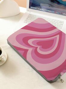 拼色心形印花笔记本电脑包，便携且适合工作笔记本电脑套电脑包，适合学校学生教室笔记本电脑包教室包教师储物包教室整理包 - 彩色 - 查看 2