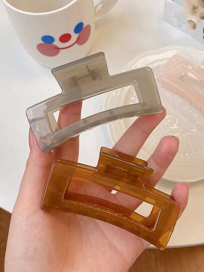 2入組女性髮夾,魚形有機玻璃髮夾,果凍色大髮夾,髮飾