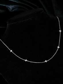 GAGAFEEL 1pc Simple S925 Sterling Silver Flower Full Sky Star Zirconia Necklace Collarbone Chain Gift For Women Daily Wear