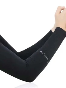 夏季戶外活動冰涼防曬袖套,適用於男女騎行、駕車、護臂 - 黑色 - 查看 3