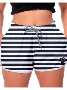 DABLIU DOIS Women Sports Shorts - Đen và trắng - Xem 1