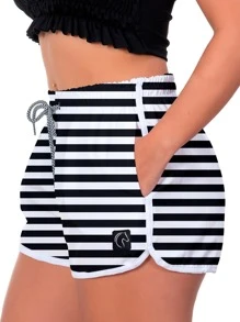 DABLIU DOIS Women Sports Shorts - Đen và trắng - Xem 2