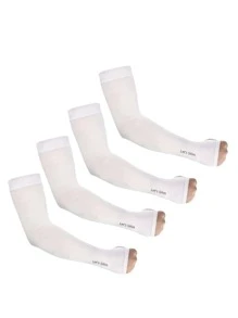 Sun Protective Anti UV 4pcs Solid Color Outdoor Cycling Arm Sleeve - White - View 1