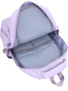 Alphabet Patch Detailing Large Capacity Backpack With Shoulder Strap Decorative PendantSchool Backpack,School BagClassic,CasualFor Teen Girls Women College Students,Rookies & White-Collar WorkersMiddle School, High School,Work,Business,Commute,Outdoors, Travel, Outings,Back To SchoolSchool Backpack,School Bag,School Bookbag,Big Backpack,Large Capacity,Laptop Compartment,Portable, Suitable For Teen Girls Women College Students, Perfect For Back To School,First Day Of School,College,Middle School, High School - Purple - View 3