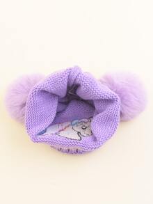 1pc Kid's Cute Unicorn Embroidery Knitted Hat With Double Pom-pom For Winter Warmth, Daily Wear - Purple - View 6