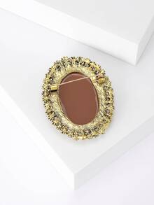 1pc Vintage Alloy Rhinestone Beauty Head Shaped Brooch Suitable For Women's Daily Wear