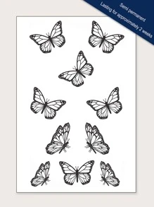 1張蝴蝶樣式紋身貼紙 - 藍色 - 查看 2