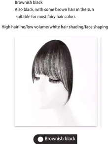 Air Fringe Wig French Bangs With Sparse Temples Natural Look Hair Piece Clip-in Lightweight - Black - View 4