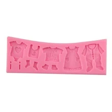 1 件粉紅色液體矽膠模具,具有多種嬰兒衣服和鞋子形狀,用於巧克力、軟糖、蛋糕烘焙和黏土 Diy 工藝工具 - 粉色 - 查看 8