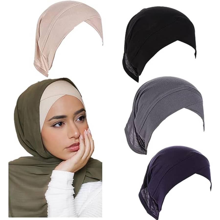 4pcs/set Solid Color Front Crossed Headband Cap - Multicolor - View 1
