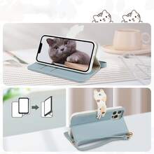 Flip Case Compatible with iPhone Case Cat Head Cover Magnetic Closure Phone Case Phone Holder - Smoky Purple - View 6