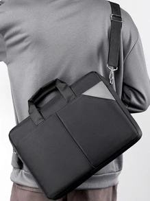 Contrast Color Simple Style Laptop Bag, Can Be Used As Shoulder Bag Or Crossbody Bag For Business/Commute Laptop Sleeve Computer Bag For School Student Black Bag Computer Bag Case Back To School Briefcase Shoulder Messenger Bag Tablet Bag Case Pouch For Men Women School Supplies Classroom Laptop Bags Classroom Bags Teacher Storage Bags Classroom Organizer Bags - Black - View 8