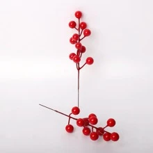 10 piezas de adornos artificiales de bayas rojas con espino, acebo, muérdago y vainas de guisantes para decoración floral de primavera, Día de San Valentín, regalos de cumpleaños, graduación, plantas falsas